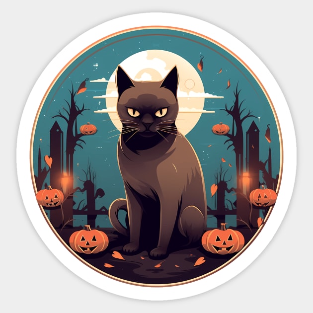 Burmese Cat Halloween, Cat Lover Sticker by logiamerch